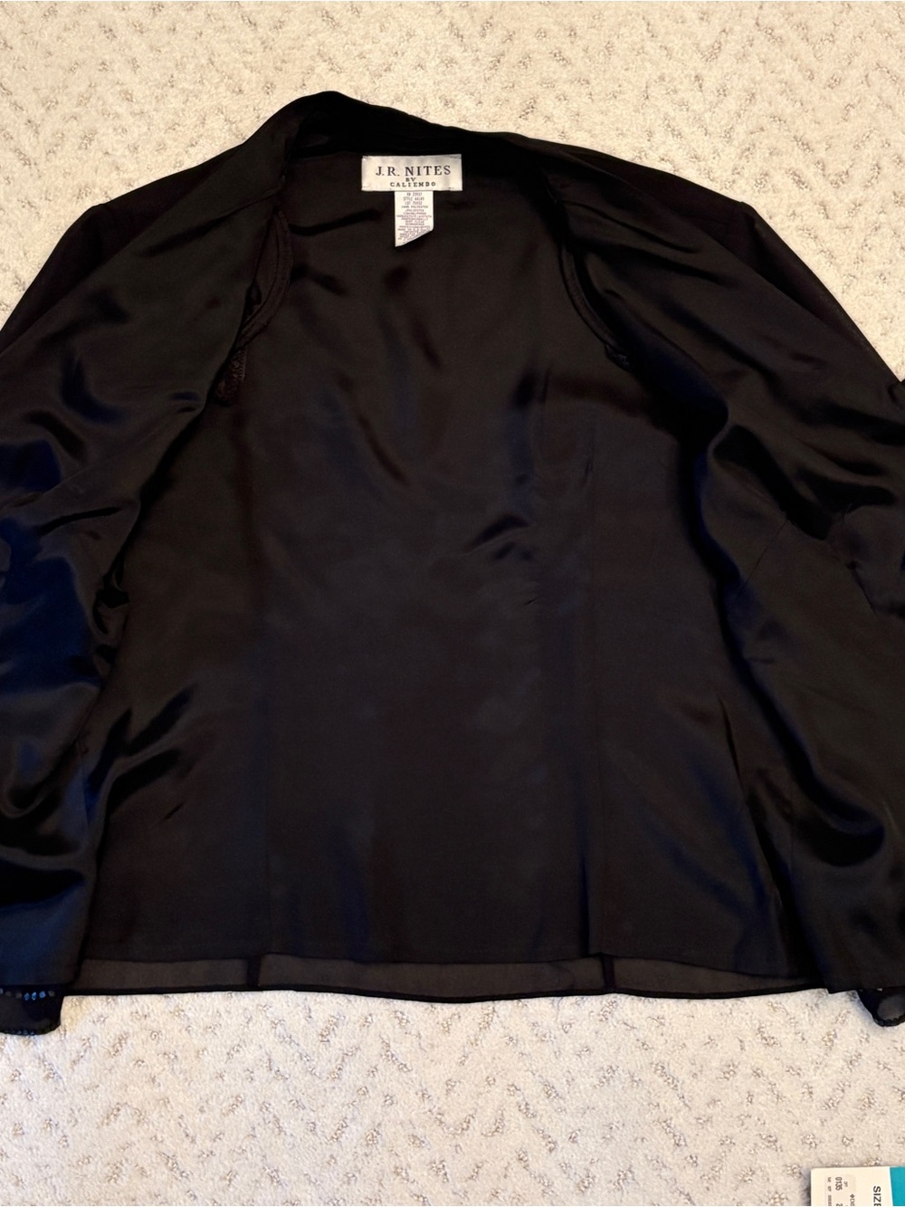 Caliendo Black Evening Cocktail Dress Jacket NEW Womens Size 16 Large Beaded - Picture 6 of 16